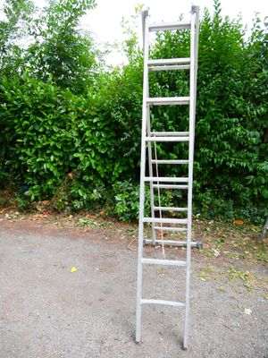 a ladder that is standing in the middle of the road