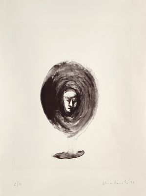an image of a black and white drawing of a woman ' s face