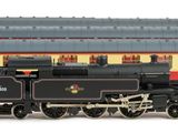 a black and red train on a white background