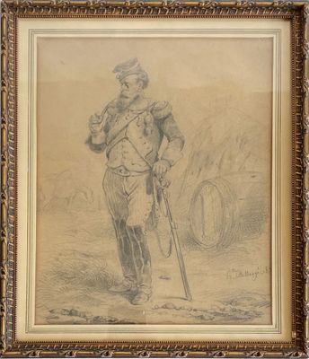 Hyppolite BELLANGE (1800-1866) d'après Militaire à la pipe