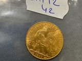 a close up of a coin in a plastic bag on a table