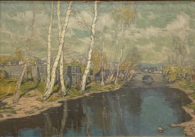 Alois KALVODA (1875-1934) Paysage à la rivière Huile sur toi…