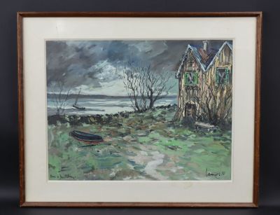 Robert LP LAVOINE (1916-1999): "Orme à Ouistreham", gouache,…