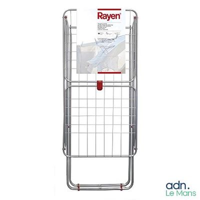 the rack is made of metal with a magazine holder on it