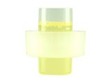 yellow and white glass candle holder with a white base