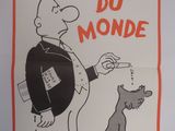 affiche représentant un homme donnant du lait au biberon à un chien