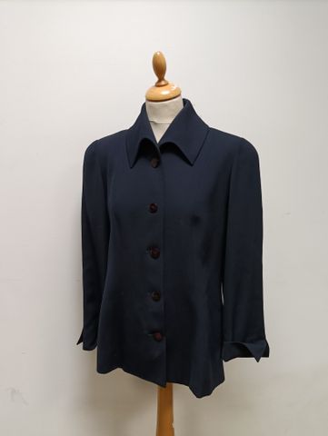 Emmanuelle KAHN - Veste en crêpe de laine bleu Marine. Taille 42.