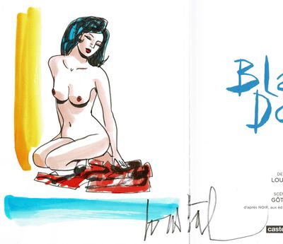 une image représentant le dessin d'une femme nue assise sur un tapis