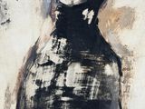a painting of a woman in a black and white dress
