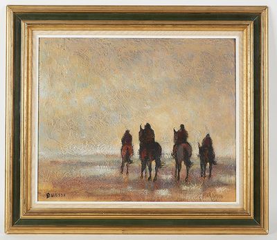 QUIESSE Claude - "Chevaux sur la plage", huile sur toile, si…