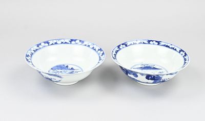 paire de bols chinois bleus et blancs