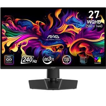a computer monitor with a colorful design on the screen
