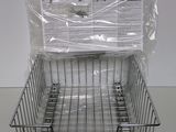 a picture of a wire basket that is wrapped in plastic