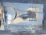 an image of a painting of a tennis racket and a tennis ball