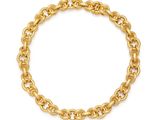 a gold chain bracelet on a white background