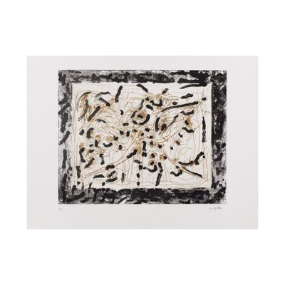 a black and white drawing of a square with black and white paint