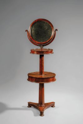 une image représentant un support en bois surmonté d'un miroir
