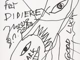 un dessin en noir et blanc représentant un homme moustachu