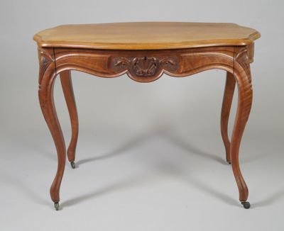 an image of a small table with a wooden top and legs