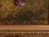 a picture of a painting of a bird on a branch