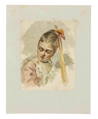 ARTISTE INCONNU, 19EME SIECLE Portrait of young girl with ri…