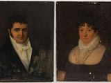 deux portraits d'un homme et d'une femme en tenue de cérémonie