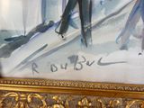 une photo d'un tableau représentant un homme à skis dans la neige