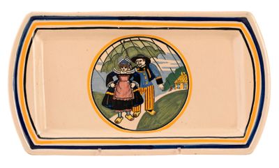 a plate with a picture of a man and a woman on it