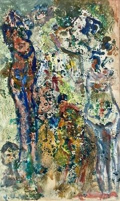 une image d'une peinture représentant un groupe de personnes dans un champ