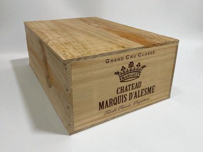 a wooden box that has a wine label on it