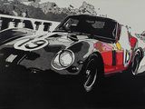 peinture représentant une voiture de course avec un numéro à l'avant