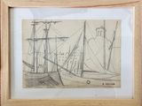 a picture of a drawing of a boat in the water