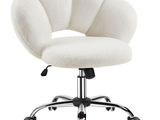 the office chair is white and has a chrome base and wheels