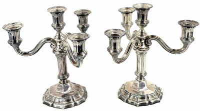 pair of antique silver plated candelabs