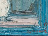 a painting of a cat sitting on a window sill