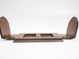 an image of a wooden shelf with two open compartments on it