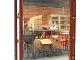 a mirror that is sitting on the wall in the room