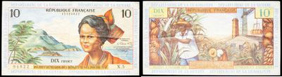 deux timbres représentant une femme et un homme