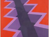 an image of a painting of a cross on a red and purple background