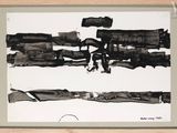 un dessin en noir et blanc représentant un train sur les rails