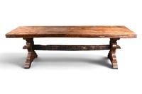 TABLE (grande) dite de "couvent", en chêne naturel, entretoi… (photo 3)