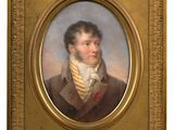 portrait of a gentleman in a brown coat with a striped tie