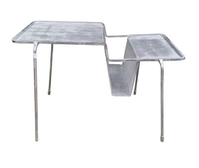 a drawing of a desk with a magazine holder on it