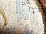a close up of a painting of a woman and a man