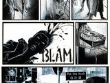une image en noir et blanc tirée d'une bande dessinée, représentant un homme tenant un pistolet
