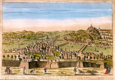 Ensemble de trois gravures sur la ville de Lyon comprenant :…