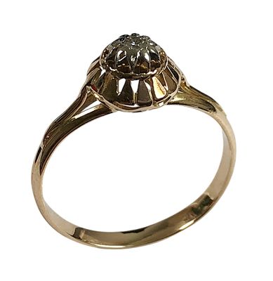 BAGUE en or 750/1000 ornée d'un diamant, tour de doigt : 66,…