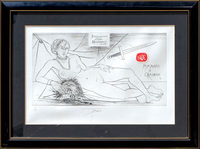 dessin représentant une femme allongée sur une plage avec un chien
