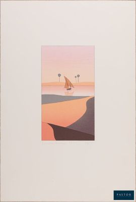 une image d'un tableau représentant un voilier dans l'océan