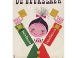 une affiche représentant une fille avec un sapin de Noël sur la tête